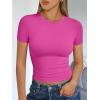 image:imageTrendy Queen Womens Short Sleeve T Shirts Summer Crop Tops Basic Slim Fit Gym Workout Y2k ClothesHot Pink
