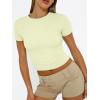 image:imageTrendy Queen Womens Short Sleeve T Shirts Summer Crop Tops Basic Slim Fit Gym Workout Y2k ClothesLemon Yellow