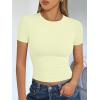 image:imageTrendy Queen Womens Short Sleeve T Shirts Summer Crop Tops Basic Slim Fit Gym Workout Y2k ClothesLemon Yellow