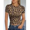 image:imageTrendy Queen Womens Short Sleeve T Shirts Summer Crop Tops Basic Slim Fit Gym Workout Y2k ClothesLeopard