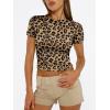 image:imageTrendy Queen Womens Short Sleeve T Shirts Summer Crop Tops Basic Slim Fit Gym Workout Y2k ClothesLeopard