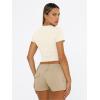 image:imageTrendy Queen Womens Short Sleeve T Shirts Summer Crop Tops Basic Slim Fit Gym Workout Y2k ClothesLight Apricot