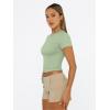 image:imageTrendy Queen Womens Short Sleeve T Shirts Summer Crop Tops Basic Slim Fit Gym Workout Y2k ClothesLight Green
