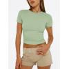 image:imageTrendy Queen Womens Short Sleeve T Shirts Summer Crop Tops Basic Slim Fit Gym Workout Y2k ClothesLight Green