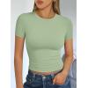 image:imageTrendy Queen Womens Short Sleeve T Shirts Summer Crop Tops Basic Slim Fit Gym Workout Y2k ClothesLight Green
