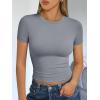 image:imageTrendy Queen Womens Short Sleeve T Shirts Summer Crop Tops Basic Slim Fit Gym Workout Y2k ClothesLight Grey