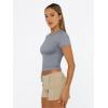image:imageTrendy Queen Womens Short Sleeve T Shirts Summer Crop Tops Basic Slim Fit Gym Workout Y2k ClothesLight Grey