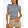image:imageTrendy Queen Womens Short Sleeve T Shirts Summer Crop Tops Basic Slim Fit Gym Workout Y2k ClothesLight Grey