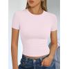 image:imageTrendy Queen Womens Short Sleeve T Shirts Summer Crop Tops Basic Slim Fit Gym Workout Y2k ClothesLight Pink