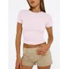 image:imageTrendy Queen Womens Short Sleeve T Shirts Summer Crop Tops Basic Slim Fit Gym Workout Y2k ClothesLight Pink
