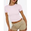 image:imageTrendy Queen Womens Short Sleeve T Shirts Summer Crop Tops Basic Slim Fit Gym Workout Y2k ClothesLight Pink