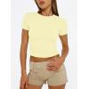image:imageTrendy Queen Womens Short Sleeve T Shirts Summer Crop Tops Basic Slim Fit Gym Workout Y2k ClothesLight Yellow