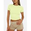 image:imageTrendy Queen Womens Short Sleeve T Shirts Summer Crop Tops Basic Slim Fit Gym Workout Y2k ClothesLime Green