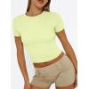 image:imageTrendy Queen Womens Short Sleeve T Shirts Summer Crop Tops Basic Slim Fit Gym Workout Y2k ClothesLime Green