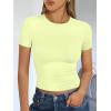 image:imageTrendy Queen Womens Short Sleeve T Shirts Summer Crop Tops Basic Slim Fit Gym Workout Y2k ClothesLime Green