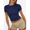 image:imageTrendy Queen Womens Short Sleeve T Shirts Summer Crop Tops Basic Slim Fit Gym Workout Y2k ClothesNavy Blue