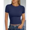 image:imageTrendy Queen Womens Short Sleeve T Shirts Summer Crop Tops Basic Slim Fit Gym Workout Y2k ClothesNavy Blue