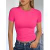 image:imageTrendy Queen Womens Short Sleeve T Shirts Summer Crop Tops Basic Slim Fit Gym Workout Y2k ClothesNeon Pink