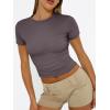 image:imageTrendy Queen Womens Short Sleeve T Shirts Summer Crop Tops Basic Slim Fit Gym Workout Y2k ClothesNutmeg