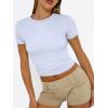 image:imageTrendy Queen Womens Short Sleeve T Shirts Summer Crop Tops Basic Slim Fit Gym Workout Y2k ClothesOffwhite