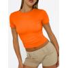 image:imageTrendy Queen Womens Short Sleeve T Shirts Summer Crop Tops Basic Slim Fit Gym Workout Y2k ClothesOrange