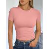 image:imageTrendy Queen Womens Short Sleeve T Shirts Summer Crop Tops Basic Slim Fit Gym Workout Y2k ClothesPeach Pink