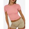 image:imageTrendy Queen Womens Short Sleeve T Shirts Summer Crop Tops Basic Slim Fit Gym Workout Y2k ClothesPeach Pink