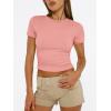 image:imageTrendy Queen Womens Short Sleeve T Shirts Summer Crop Tops Basic Slim Fit Gym Workout Y2k ClothesPeach Pink