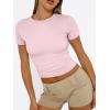 image:imageTrendy Queen Womens Short Sleeve T Shirts Summer Crop Tops Basic Slim Fit Gym Workout Y2k ClothesPink