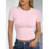 image:imageTrendy Queen Womens Short Sleeve T Shirts Summer Crop Tops Basic Slim Fit Gym Workout Y2k ClothesPink