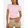 image:imageTrendy Queen Womens Short Sleeve T Shirts Summer Crop Tops Basic Slim Fit Gym Workout Y2k ClothesPink