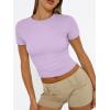 image:imageTrendy Queen Womens Short Sleeve T Shirts Summer Crop Tops Basic Slim Fit Gym Workout Y2k ClothesPurple