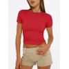 image:imageTrendy Queen Womens Short Sleeve T Shirts Summer Crop Tops Basic Slim Fit Gym Workout Y2k ClothesRed