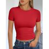 image:imageTrendy Queen Womens Short Sleeve T Shirts Summer Crop Tops Basic Slim Fit Gym Workout Y2k ClothesRed