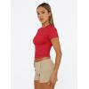 image:imageTrendy Queen Womens Short Sleeve T Shirts Summer Crop Tops Basic Slim Fit Gym Workout Y2k ClothesRed