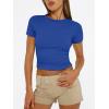 image:imageTrendy Queen Womens Short Sleeve T Shirts Summer Crop Tops Basic Slim Fit Gym Workout Y2k ClothesRoyal Blue