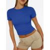 image:imageTrendy Queen Womens Short Sleeve T Shirts Summer Crop Tops Basic Slim Fit Gym Workout Y2k ClothesRoyal Blue