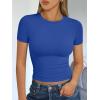 image:imageTrendy Queen Womens Short Sleeve T Shirts Summer Crop Tops Basic Slim Fit Gym Workout Y2k ClothesRoyal Blue