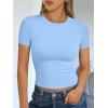 image:imageTrendy Queen Womens Short Sleeve T Shirts Summer Crop Tops Basic Slim Fit Gym Workout Y2k ClothesSky Blue