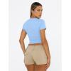 image:imageTrendy Queen Womens Short Sleeve T Shirts Summer Crop Tops Basic Slim Fit Gym Workout Y2k ClothesSky Blue