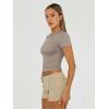 image:imageTrendy Queen Womens Short Sleeve T Shirts Summer Crop Tops Basic Slim Fit Gym Workout Y2k ClothesTaupe