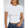image:imageTrendy Queen Womens Short Sleeve T Shirts Summer Crop Tops Basic Slim Fit Gym Workout Y2k ClothesWhite