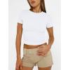 image:imageTrendy Queen Womens Short Sleeve T Shirts Summer Crop Tops Basic Slim Fit Gym Workout Y2k ClothesWhite