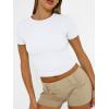 image:imageTrendy Queen Womens Short Sleeve T Shirts Summer Crop Tops Basic Slim Fit Gym Workout Y2k ClothesWhite