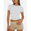 image:imageTrendy Queen Womens Short Sleeve T Shirts Summer Crop Tops Basic Slim Fit Gym Workout Y2k ClothesWhite Dots