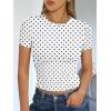 image:imageTrendy Queen Womens Short Sleeve T Shirts Summer Crop Tops Basic Slim Fit Gym Workout Y2k ClothesWhite Dots