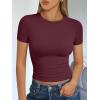 image:imageTrendy Queen Womens Short Sleeve T Shirts Summer Crop Tops Basic Slim Fit Gym Workout Y2k ClothesWine Red