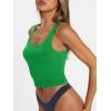 image:imageTrendy Queen Womens Summer Square Neck Tank Tops Workout Cropped Ribbed Summer Camisole Sleeveless Clothes 2026Green