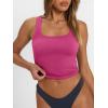 image:imageTrendy Queen Womens Summer Square Neck Tank Tops Workout Cropped Ribbed Summer Camisole Sleeveless Clothes 2026Hot Pink