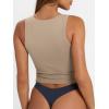 image:imageTrendy Queen Womens Summer Square Neck Tank Tops Workout Cropped Ribbed Summer Camisole Sleeveless Clothes 2026Nude